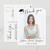FOTO Modern Elegant Afstuderen Dank u wel Briefkaart (Voorkant / Achterkant)