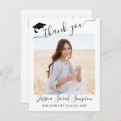 FOTO Modern Elegant Afstuderen Hartelijk dank Aankondigingskaart (Voorkant / Achterkant)