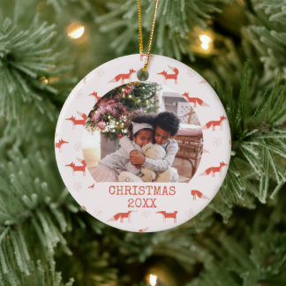 Foto Modern Fox Pattern Kerst Keramisch Ornament