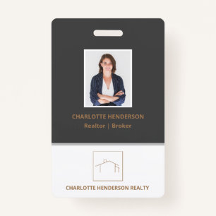 Foto Modern Gray Real Estate Agent Badge