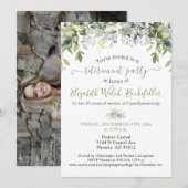 Foto Modern Greenery Retirement Party Kaart (Voorkant / Achterkant)