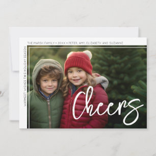 Foto Modern - Minimale Witte Rand Offset Cheers Feestdagenkaart