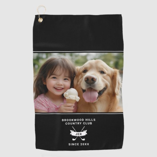 Foto Modern Monogram Initialen Golfer Club Naam Golfhanddoek (Voorkant)