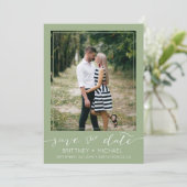 Foto modern Sage Green Save the Date (Staand voorkant)