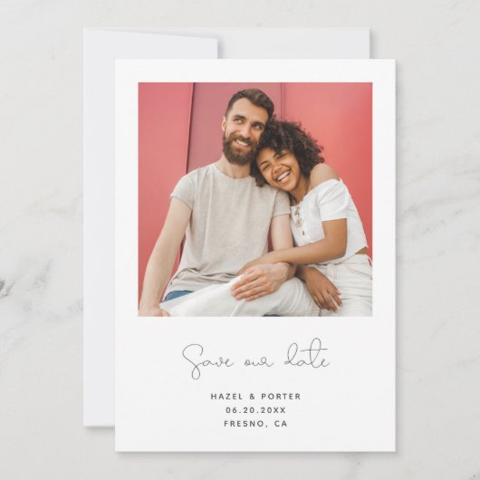 Foto modern script Verloving Save The Date (Voorkant)