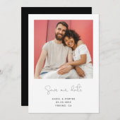 Foto modern script Verloving Save The Date (Voorkant / Achterkant)