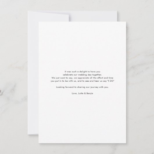 Foto Modern Script Wedding Bedankkaart (Achterkant)