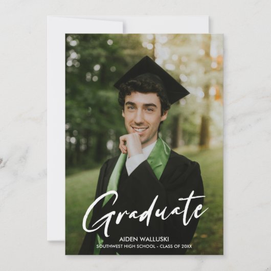 Foto Modern Script Zwart Pet Party Afstuderen Kaart (Voorkant)