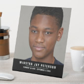 Foto moderne herinnering zwart witte naam en datum reclamebord met voetstuk (Insitu)