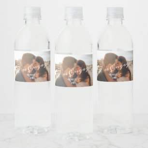 Foto Moderne Kalligrafie Trouw Verlovingsfeest Waterfles Etiket