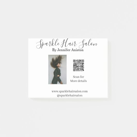 Foto moderne kapsalon kleine bedrijven QR-code Post-it® Notes (Voorkant)