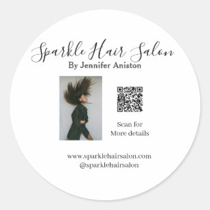 Foto moderne kapsalon kleine bedrijven QR-code Ronde Sticker