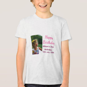 Foto moderne klassieker toevoegen naam datum geluk Tri-Blend shirt