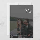 Foto Moderne Minimale Zwart-wit bruiloft Kaart (Achterkant)