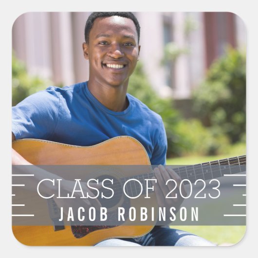 Foto Moderne overlay Afstuderen Vierkante Sticker (Voorkant)