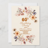 Foto Moderne Wildflower 60e verjaardag Kaart (Voorkant)