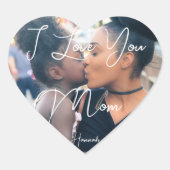 Foto Moederdag geschenk naam op stijlvolle aandenk Hart Sticker (Voorkant)