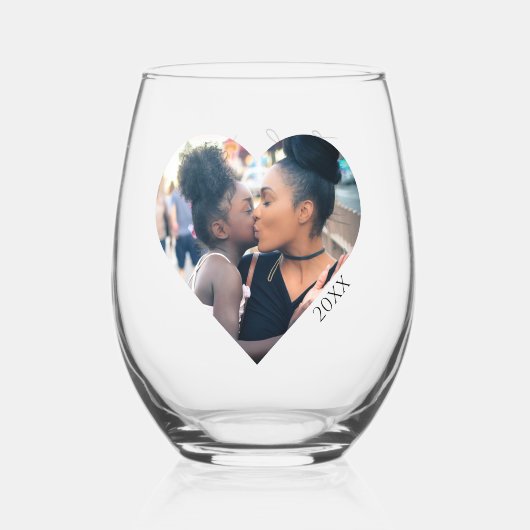 Foto Moederdag geschenk naam op stijlvolle aandenk Wijnglas Zonder Voet (Voorkant)