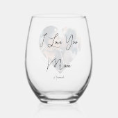 Foto Moederdag geschenk naam op stijlvolle aandenk Wijnglas Zonder Voet (Achterkant)