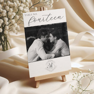 Foto Monogram Crest Trouwtafel Nummer Kaart