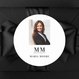 Foto monogram naam merk kleur bedrijf ronde sticker