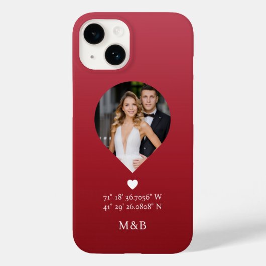 Foto: Monogram Romantic Heart Coodinates Modern Case-Mate iPhone Case (Achterkant)