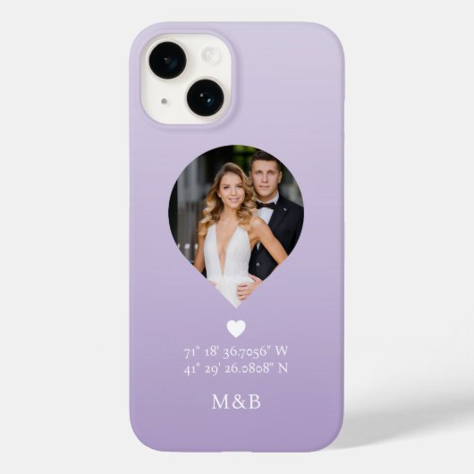 Foto: Monogram Romantic Heart Coodinates Modern Case-Mate iPhone Case (Achterkant)