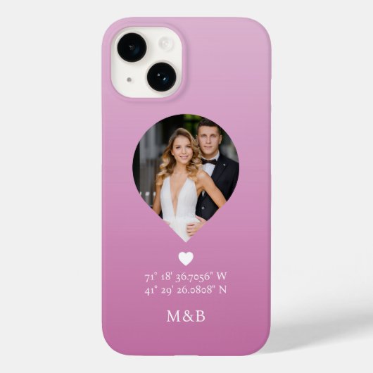 Foto: Monogram Romantic Heart Coodinates Modern Case-Mate iPhone Case (Achterkant)