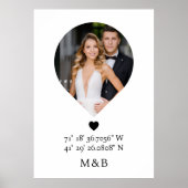 Foto: Monogram Romantic Heart Coodinates Modern Poster (Voorkant)