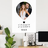 Foto Monogram Romantisch Hart Coördinaten Modern Poster (Thuiskantoor)