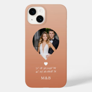 Foto Monogram Romantische Hart Coördinaten Case-Mate iPhone 14 Hoesje