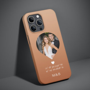 Foto Monogram Romantische Hart Coördinaten Modern Case-Mate iPhone 14 Hoesje