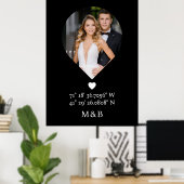 Foto Monogram Romantische Hart Coördinaten Modern Poster (Thuiskantoor)