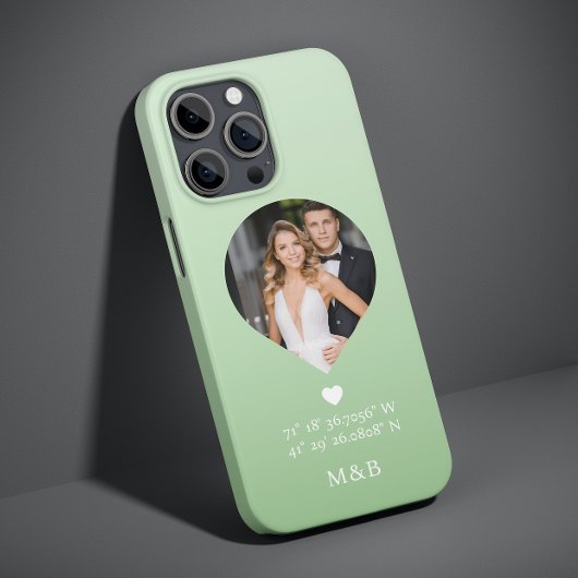 Foto Monogram Romantische Hartcoördinaten Modern Case-Mate iPhone Case