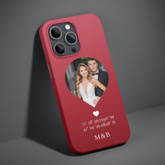 Foto Monogram Romantische Hartcoördinaten Modern Case-Mate iPhone Case