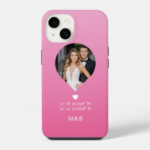 Foto Monogram Romantische Hartcoördinaten Modern iPhone 14 Hoesje