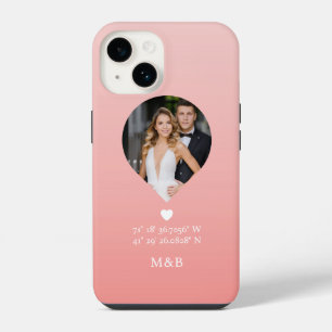 Foto Monogram Romantische Hartcoördinaten Modern iPhone 14 Hoesje
