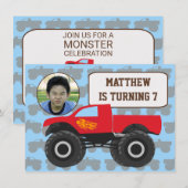 Foto Monster Vrachtwagen Verjaardag uitnodiging (Voorkant / Achterkant)