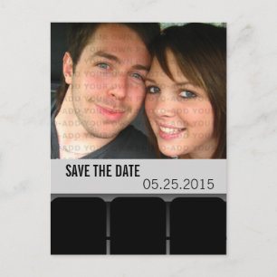 Foto Movie Theater Save the Date Briefkaart, Grey Aankondigingskaart