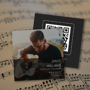 Foto Muziekleraar Zanger Liedschrijver QR-code Vierkante Visitekaartje