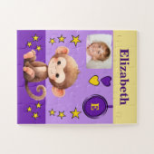 Foto naam aapje paars geel kinderen legpuzzel (Horizontaal)