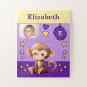 Foto naam aapje paars geel kinderen legpuzzel (Verticaal)