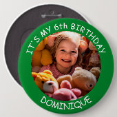  foto, naam en leeftijd Verjaardag Button (Voorkant /achterkant)