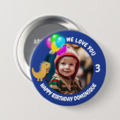  foto, naam en leeftijd Verjaardag Button (Voorkant /achterkant)