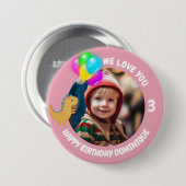  foto, naam en leeftijd Verjaardag Button (Voorkant /achterkant)