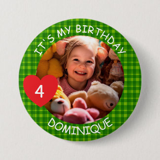  foto, naam en leeftijd Verjaardag Button