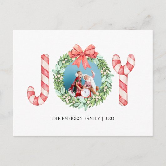 Foto, naam, Joy | Waterverf kerstmis Briefkaart (Voorkant)