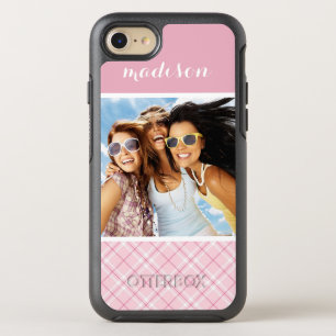Foto & Naam Licht Roze Plaid OtterBox Symmetry iPhone 8/7 Hoesje