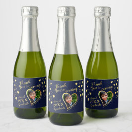 Foto Navy Blue Bedankt 2025 Afstudeerfeest Sparkling Wijnetiket