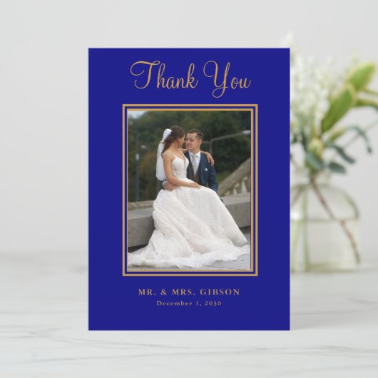 Foto Navy Blue Gold Script Weddenschap Hartelijk d (Staand voorkant)